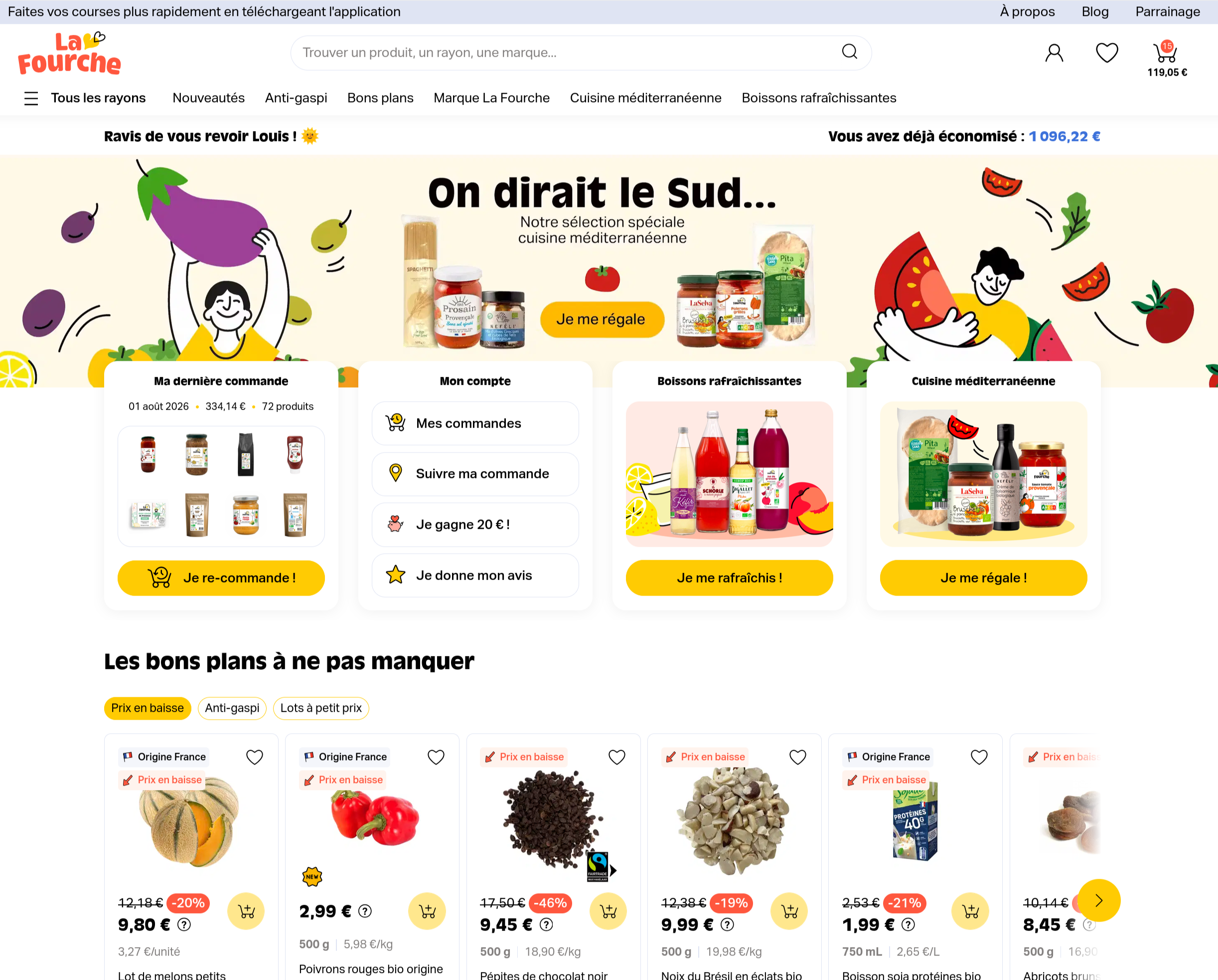Capture d'écran du site La Fourche
