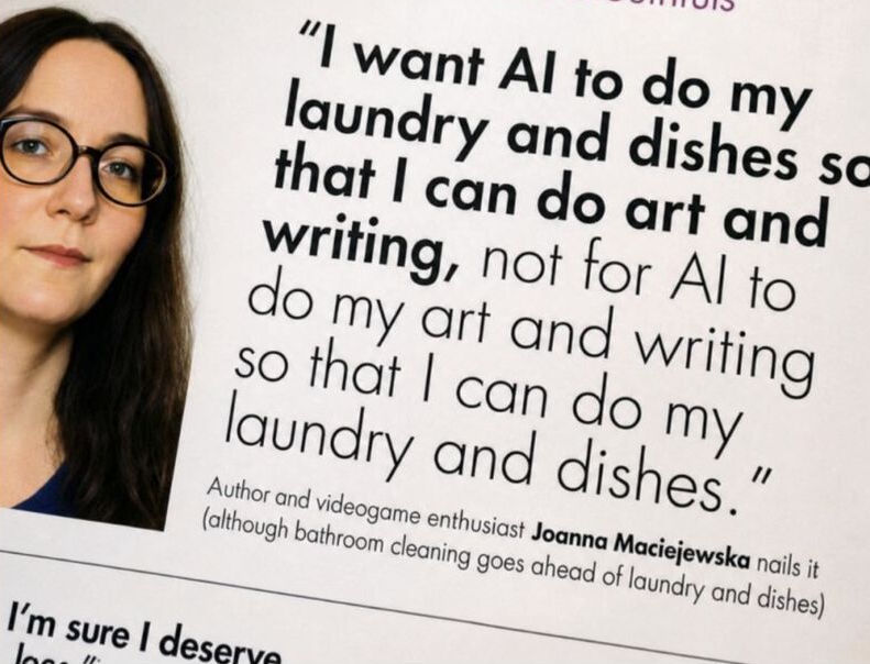 Un encart de journal où  on peut lire la citation de Joanna